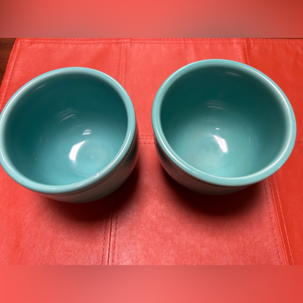 Set/2 Homer Laughlin, Teal Ceramic Chili/Cereal Bowls, 4.5” diameter, 3.5”depth.